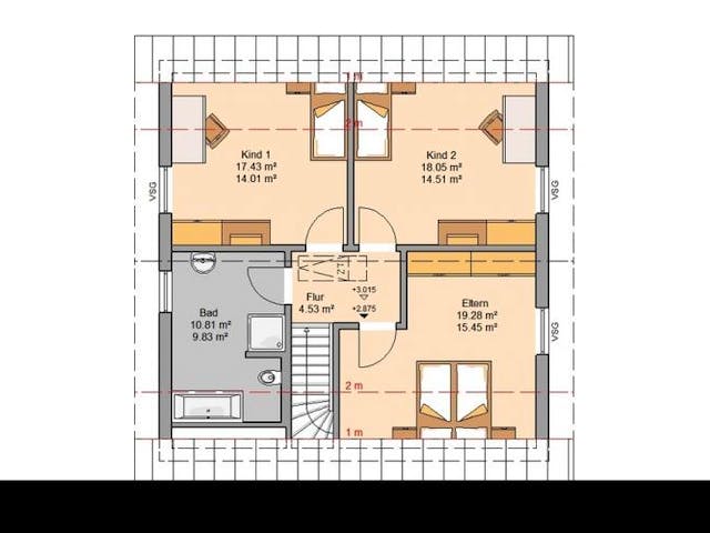 Massivhaus ARCHITEKTENHAUS LUNA von Kern-Haus Chemnitz Schlüsselfertig ab 313900€, Satteldach-Klassiker Grundriss 1