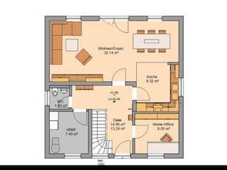 Massivhaus ARCHITEKTENHAUS LUNA von Kern-Haus Chemnitz Schlüsselfertig ab 313900€, Satteldach-Klassiker Grundriss 2