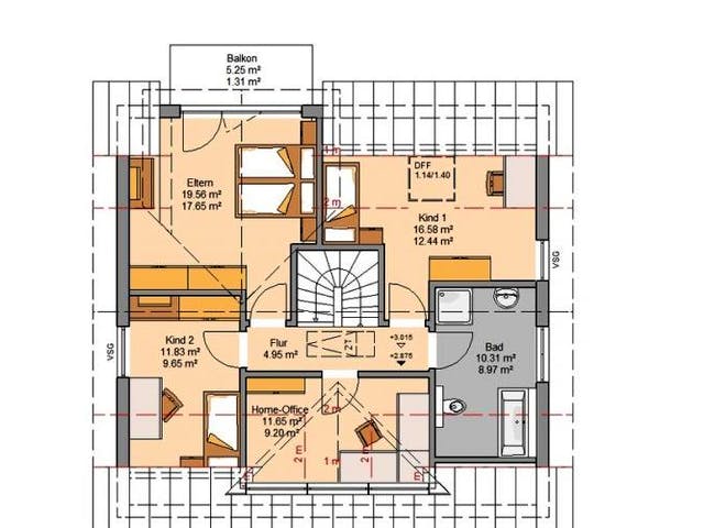 Massivhaus ARCHITEKTENHAUS MAGNUM von Kern-Haus Chemnitz Schlüsselfertig ab 348900€, Satteldach-Klassiker Grundriss 1