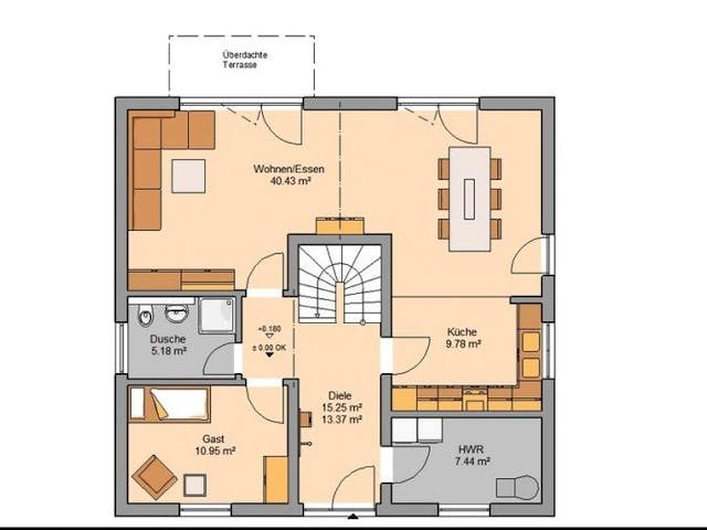 Massivhaus ARCHITEKTENHAUS MAGNUM von Kern-Haus Chemnitz Schlüsselfertig ab 348900€, Satteldach-Klassiker Grundriss 2
