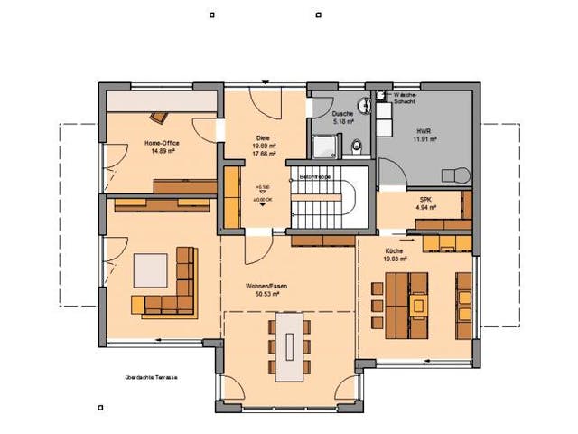 Massivhaus ARCHITEKTENHAUS MAXIME von Kern-Haus Chemnitz Schlüsselfertig ab 617900€, Satteldach-Klassiker Grundriss 2