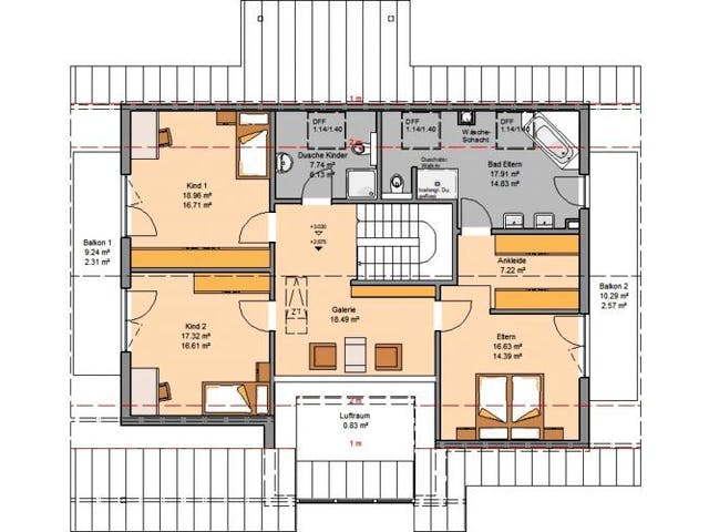 Massivhaus ARCHITEKTENHAUS MAXIME von Kern-Haus Chemnitz Schlüsselfertig ab 617900€, Satteldach-Klassiker Grundriss 1