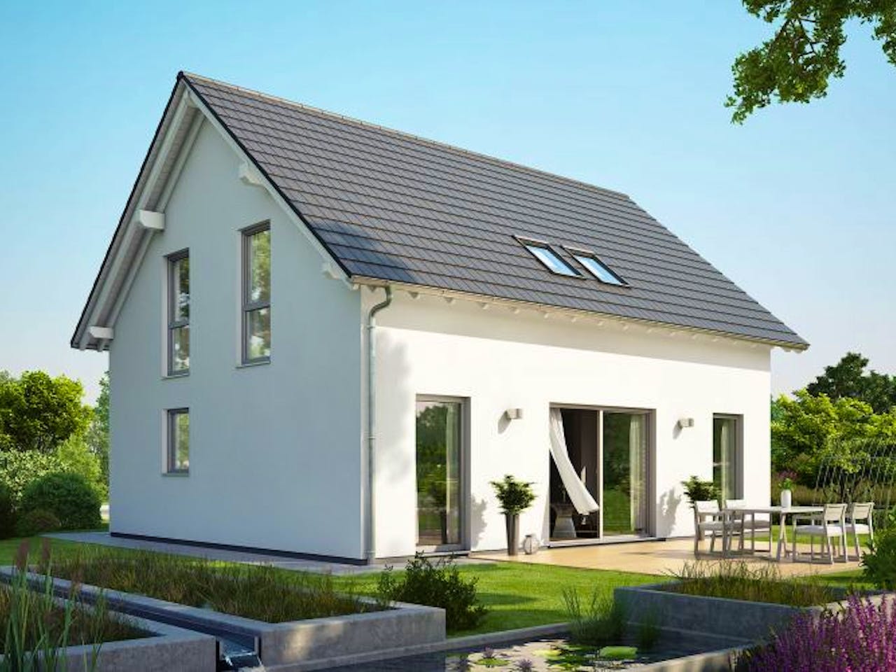 Massivhaus ARCHITEKTENHAUS SIGNUM von Kern-Haus Chemnitz Schlüsselfertig ab 343900€, Satteldach-Klassiker Außenansicht 1