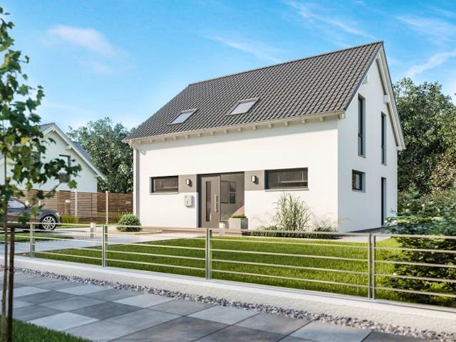 Massivhaus ARCHITEKTENHAUS TREND von Kern-Haus Chemnitz Schlüsselfertig ab 327900€, Satteldach-Klassiker Außenansicht 2