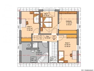 Massivhaus ARCHITEKTENHAUS TREND von Kern-Haus Chemnitz Schlüsselfertig ab 327900€, Satteldach-Klassiker Grundriss 2