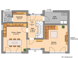Massivhaus ARCHITEKTENHAUS VIO PLUS von Kern-Haus Chemnitz Schlüsselfertig ab 355900€, Pultdachhaus Grundriss 2