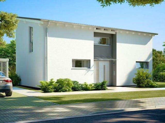 Massivhaus ARCHITEKTENHAUS VIO von Kern-Haus Chemnitz Schlüsselfertig ab 343900€, Pultdachhaus Außenansicht 2