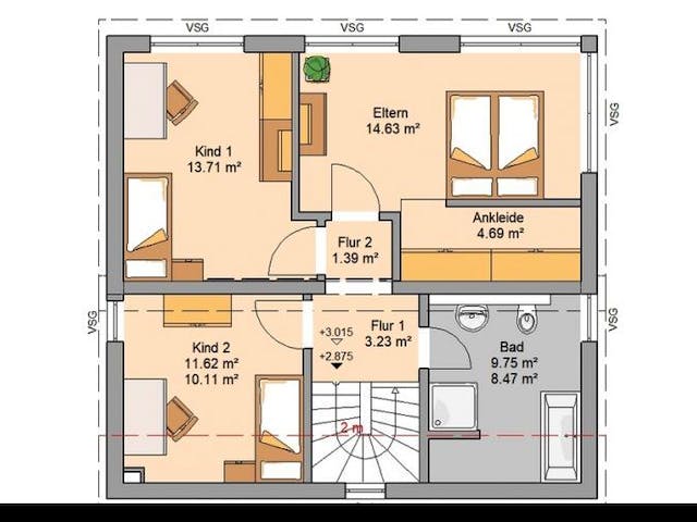 Massivhaus ARCHITEKTENHAUS VISION PLUS von Kern-Haus Chemnitz Schlüsselfertig ab 325900€, Pultdachhaus Grundriss 1