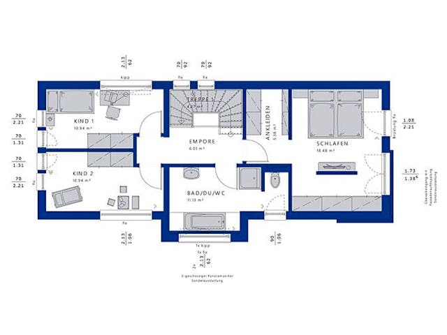 Fertighaus BALANCE 131 V3 von Bien-Zenker Schlüsselfertig ab 381784€, Cubushaus Grundriss 1