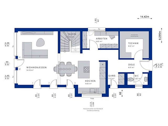 Fertighaus BALANCE 145 V2 von Bien-Zenker Schlüsselfertig ab 408302€, Satteldach-Klassiker Grundriss 1 Fertighaus BALANCE 145 V2 von Bien-Zenker Schlüsselfertig ab 408302€, Satteldach-Klassiker Grundriss 1