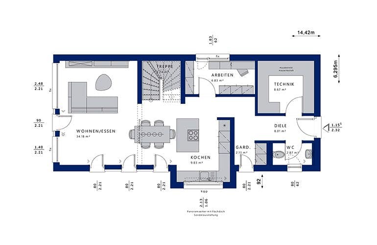 Fertighaus BALANCE 145 V2 von Bien-Zenker Schlüsselfertig ab 350210€, Grundriss 1
