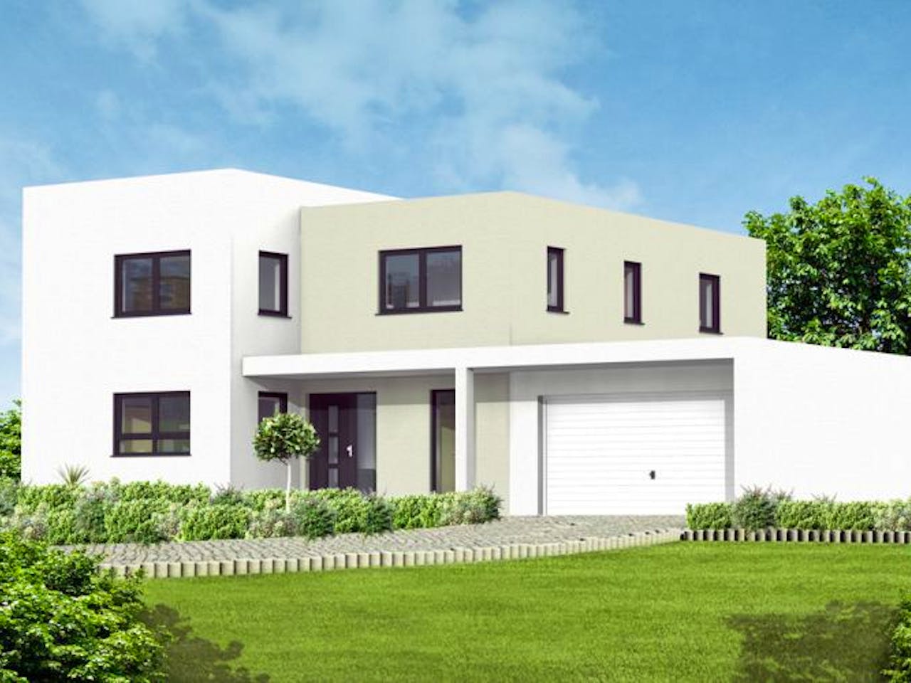 Massivhaus Bauhaus 5 von Massive Wohnbau, Cubushaus Außenansicht 1