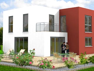 Massivhaus Bauhaus Astert 10-015 von Econ Das Haus, Cubushaus Außenansicht 1