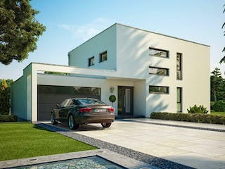 Massivhaus BAUHAUS CUBE mit Doppelgarage von Kern-Haus Chemnitz Schlüsselfertig ab 502900€, Cubushaus Außenansicht 1