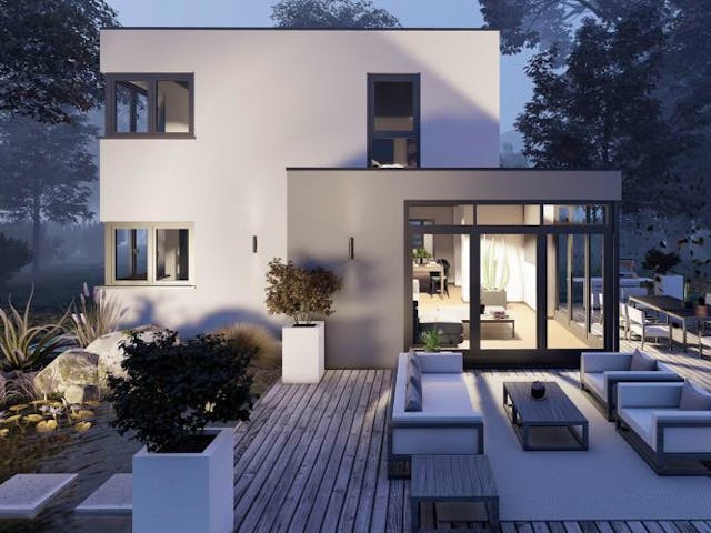 Massivhaus Bauhaus Heuzert 10-014 von Econ Das Haus, Cubushaus Außenansicht 1 Massivhaus Bauhaus Heuzert 10-014 von Econ Das Haus, Cubushaus Außenansicht 1