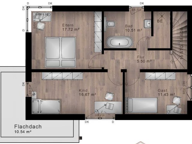 Massivhaus Bauhaus Heuzert 10-014 von Econ Das Haus, Cubushaus Grundriss 1