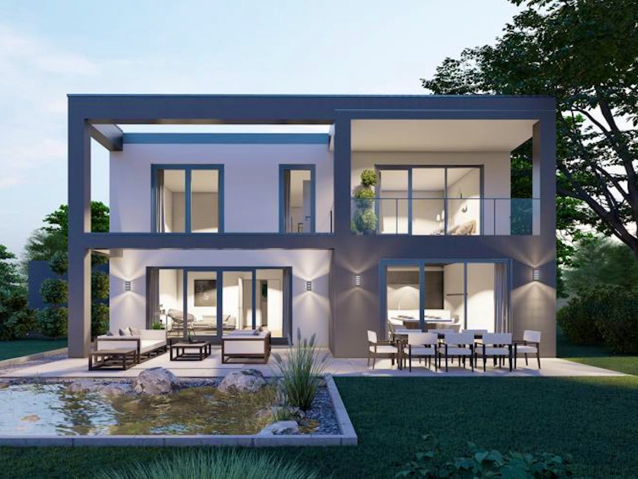 Massivhaus Bauhaus Holler 10-029 von Econ Das Haus, Cubushaus Außenansicht 1