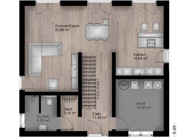 Massivhaus Bauhaus Mendig 10-084 von Econ Das Haus,  Grundriss 1