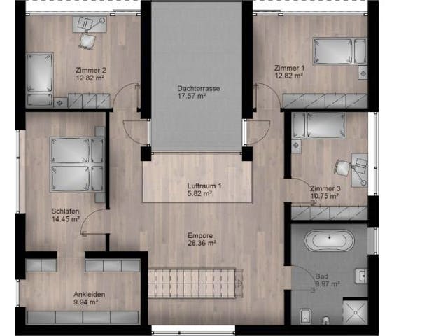 Massivhaus Bauhaus Puderbach 10-083 von Econ Das Haus, Grundriss 1 Massivhaus Bauhaus Puderbach 10-083 von Econ Das Haus, Grundriss 1