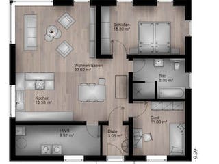 Massivhaus Bungalow Berkum 20-032 von Econ Das Haus, Grundriss 1