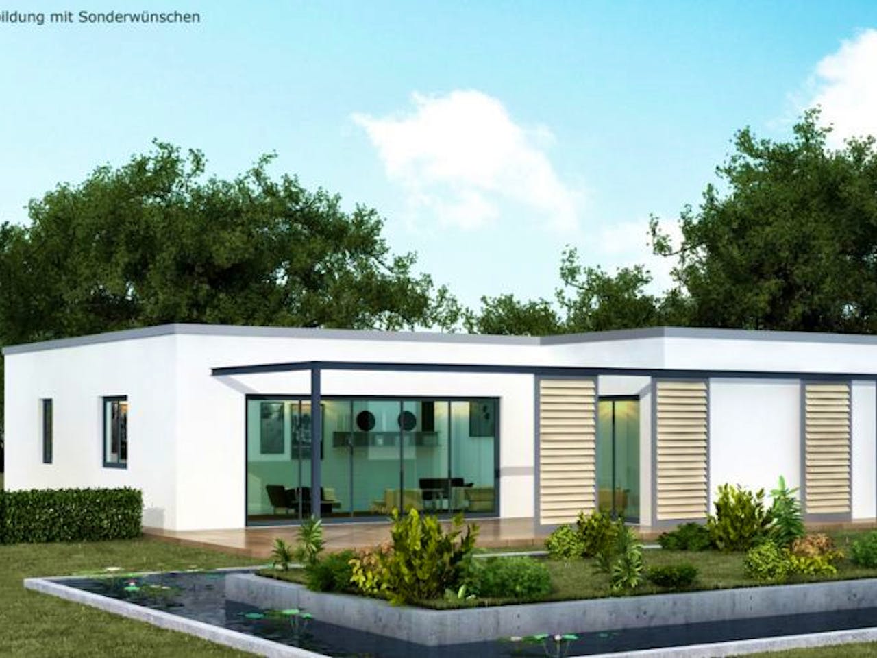 Massivhaus Bungalow BL 115 Variante T von Baudirekt,  Außenansicht 1