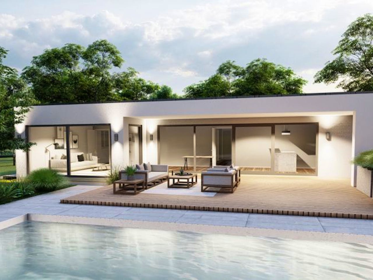 Massivhaus Bungalow Marienrachdorf 20-032 von Econ Das Haus, Bungalow Außenansicht 1