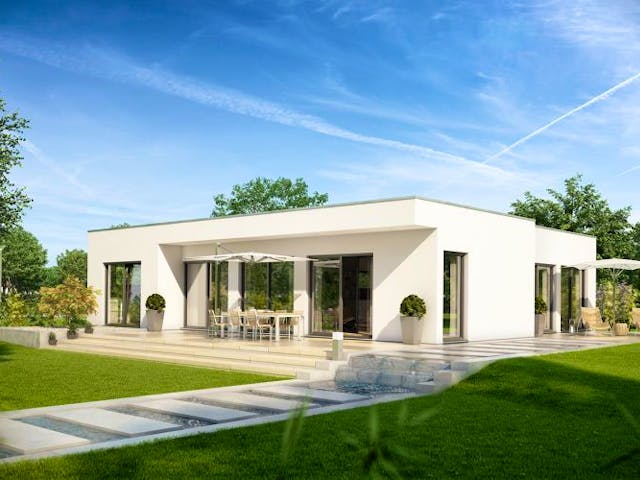 Massivhaus BUNGALOW PUREA von Kern-Haus Chemnitz Schlüsselfertig ab 472900€, Bungalow Außenansicht 1