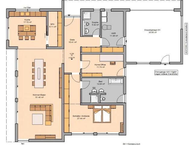 Massivhaus BUNGALOW PUREA von Kern-Haus Chemnitz Schlüsselfertig ab 472900€, Bungalow Grundriss 1 Massivhaus BUNGALOW PUREA von Kern-Haus Chemnitz Schlüsselfertig ab 472900€, Bungalow Grundriss 1