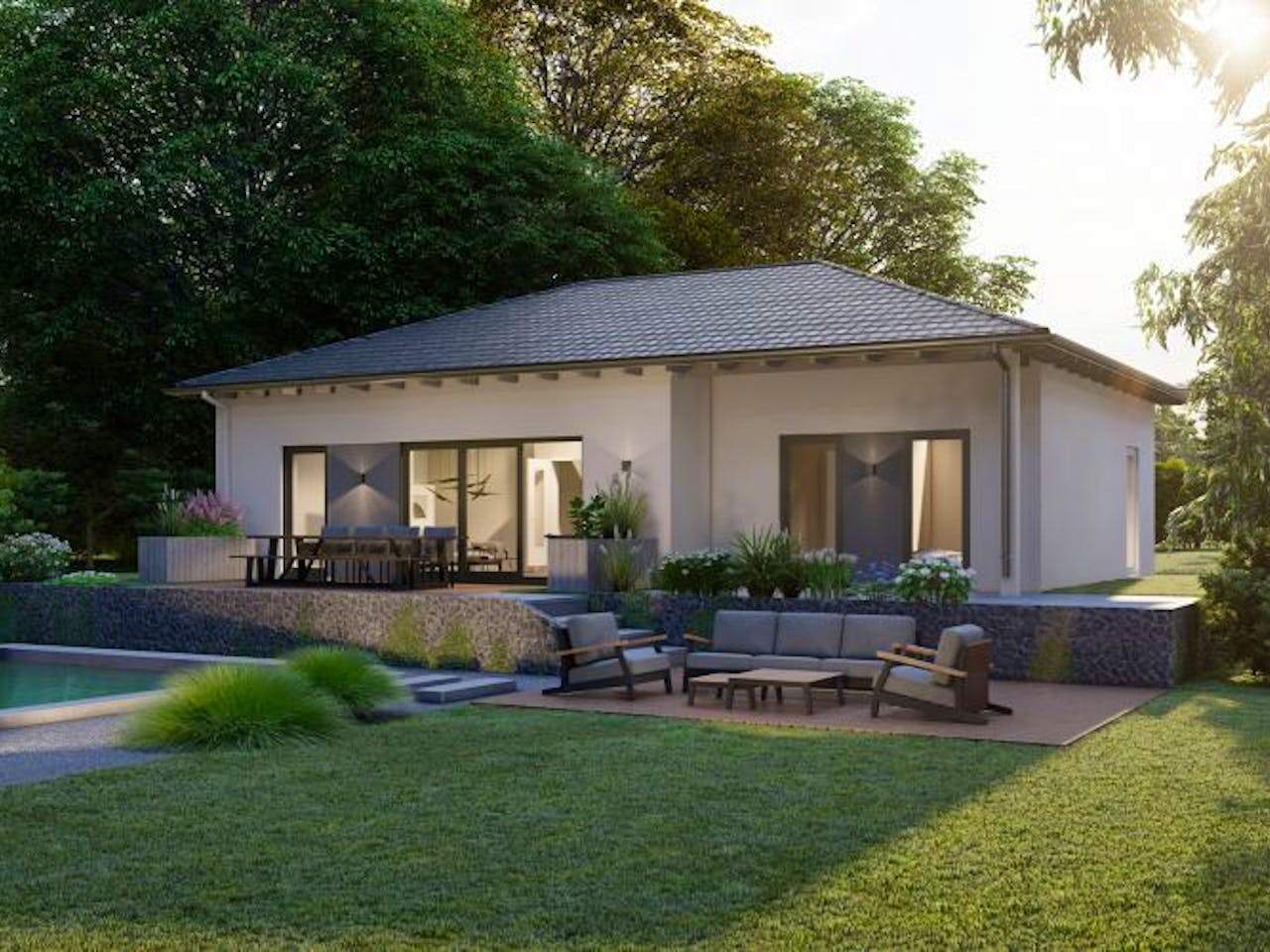 Massivhaus Bungalow Weißenthurm 20-033 von Econ Das Haus, Außenansicht 1