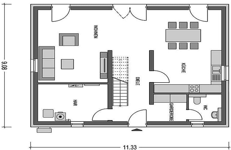 Massivhaus Calvus 631 (inactive) von Heinz von Heiden Schlüsselfertig ab 248474€,  Grundriss 1