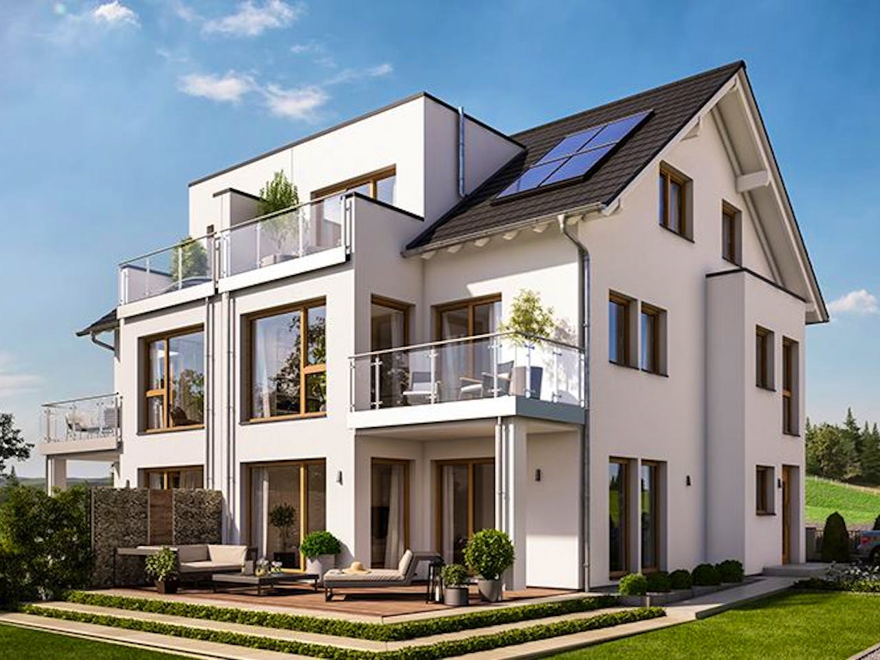 Fertighaus CELEBRATION 122 V3 XL von Bien-Zenker Schlüsselfertig ab 346967€, Satteldach-Klassiker Außenansicht 1