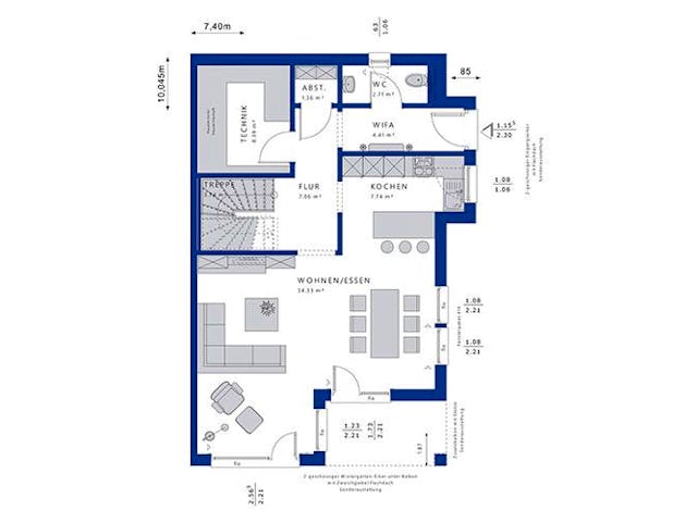 Fertighaus CELEBRATION 122 V3 XL von Bien-Zenker Schlüsselfertig ab 346967€, Satteldach-Klassiker Grundriss 1