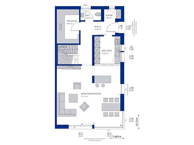 Fertighaus CELEBRATION 139 V4 L von Bien-Zenker Schlüsselfertig ab 393102€, Pultdachhaus Grundriss 1