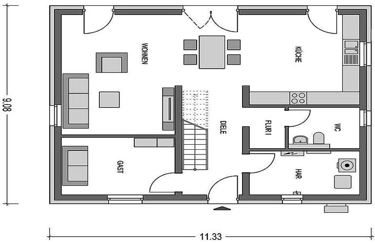 Massivhaus Cirro 632 (inactive) von Heinz von Heiden Schlüsselfertig ab 260747€,  Grundriss 1
