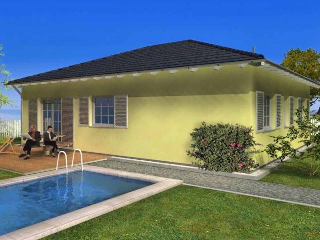 Massivhaus Classic 89 von HSE Massivhaus, Bungalow Außenansicht 1