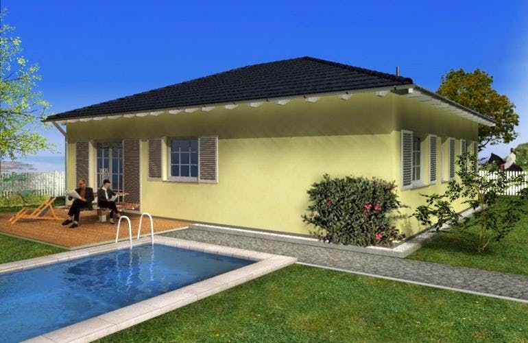 Massivhaus Classic 89 von HSE Massivhaus, Bungalow Außenansicht 1