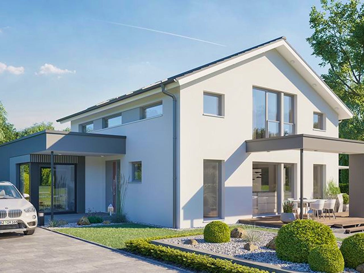 Fertighaus CONCEPT-M 169 Fellbach von Bien-Zenker Schlüsselfertig ab 568766€, Satteldach-Klassiker Außenansicht 1
