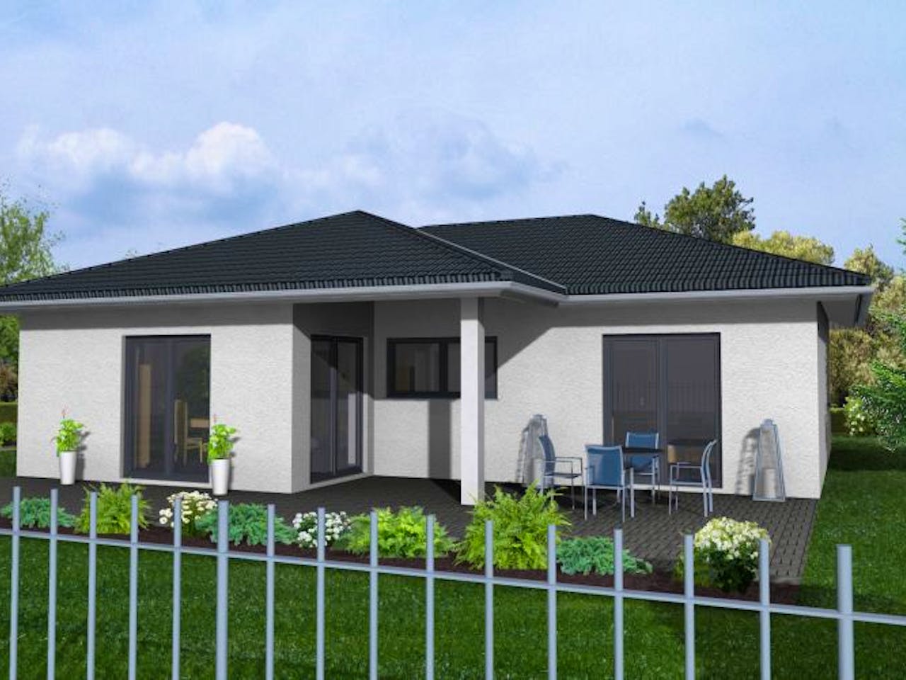 Massivhaus Cuxhaven 100 von PRO-IM Neo, Bungalow Außenansicht 1