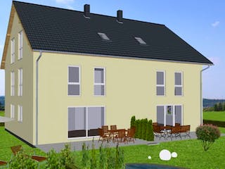 Massivhaus DHH Würzburg von Ambiente Massivhaus, Außenansicht 1