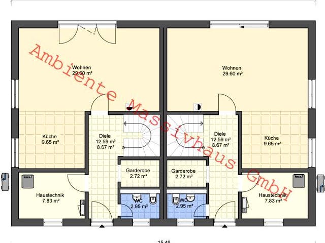 Massivhaus DHH Würzburg von Ambiente Massivhaus,  Grundriss 1