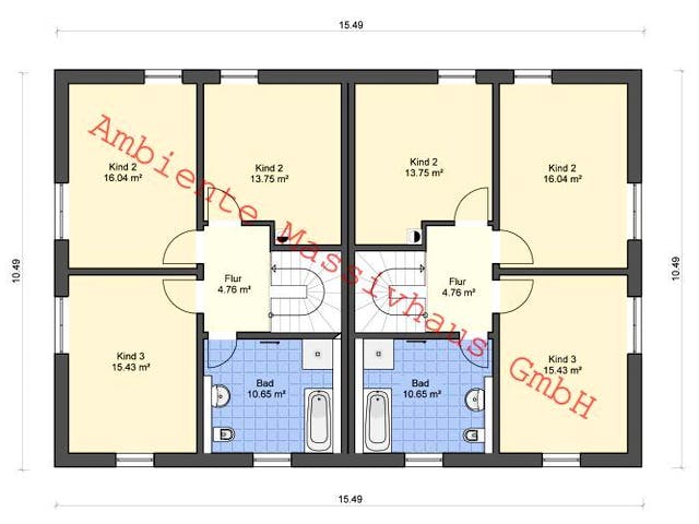 Massivhaus DHH Würzburg von Ambiente Massivhaus,  Grundriss 2