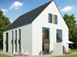 Massivhaus Doppelhaus DH 110 Variante K von Baudirekt,  Außenansicht 1