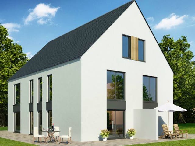 Massivhaus Doppelhaus DH 110 Variante K von Baudirekt,  Außenansicht 1