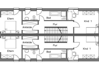 Massivhaus Doppelhaus DH 110 Variante K von Baudirekt, Grundriss 2
