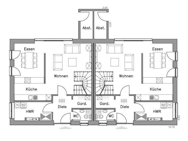 Massivhaus Doppelhaus DH 110 Variante M von Baudirekt,  Grundriss 1