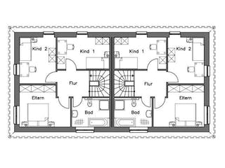 Massivhaus Doppelhaus DH 110 Variante M von Baudirekt,  Grundriss 2