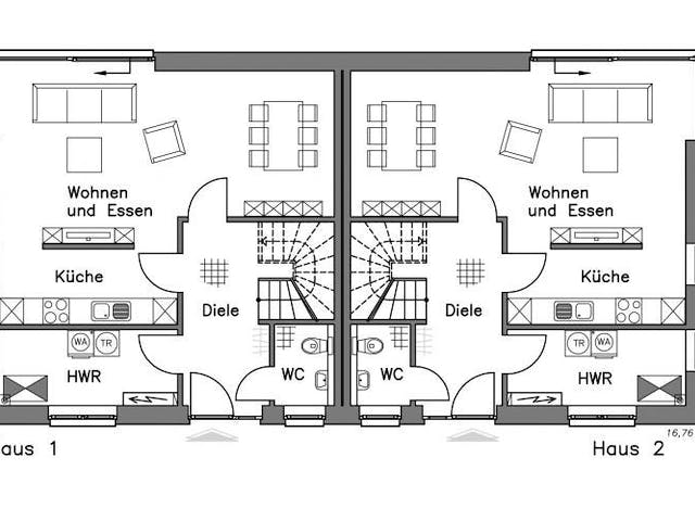 Massivhaus Doppelhaus DH 110 Variante T von Baudirekt, Cubushaus Grundriss 3