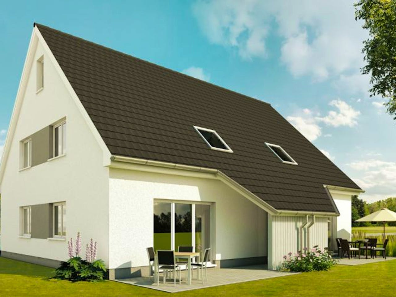 Massivhaus Doppelhaus DH 120 Variante K von Baudirekt,  Außenansicht 1