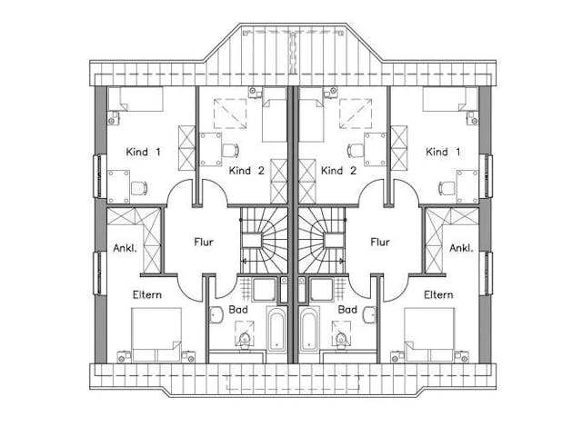 Massivhaus Doppelhaus DH 120 Variante K von Baudirekt,  Grundriss 1