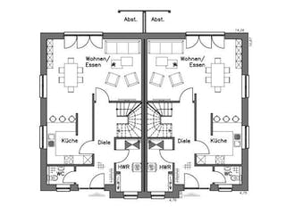 Massivhaus Doppelhaus DH 120 Variante K von Baudirekt,  Grundriss 2